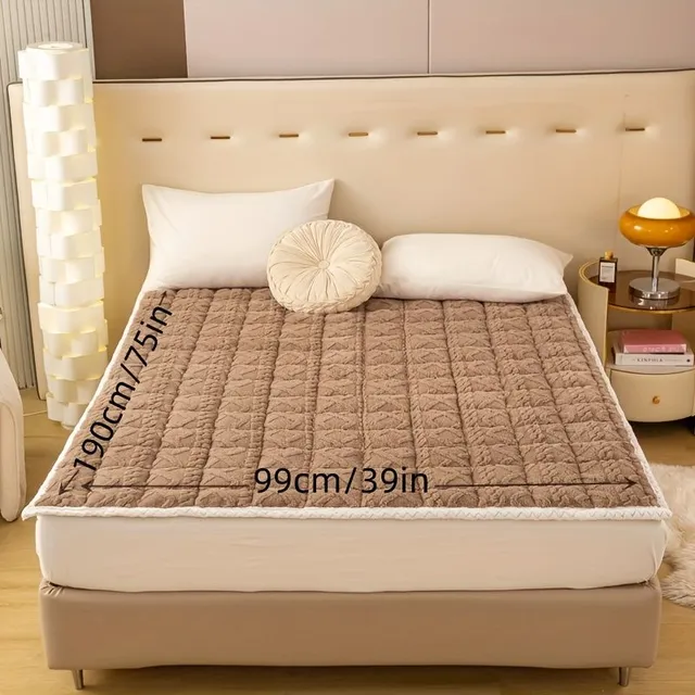 Jemná a prodyšná podložka na matraci - Mléčná fleeceová tenká s bavlněnou sponou