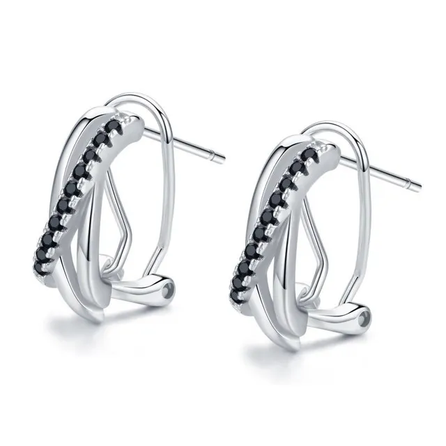 Women's circular earrings with zirconium G604