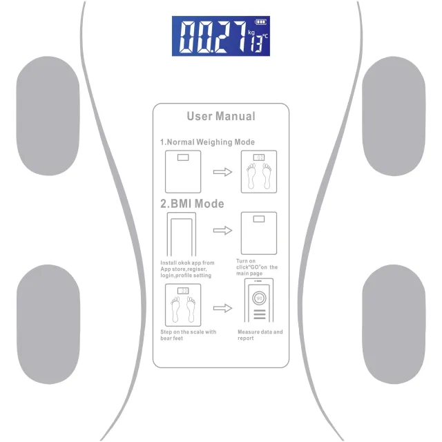 Cantar inteligent digital cu analiză a compoziției corporale și aplicație mobilă - Cantar de acasă pentru măsurarea grăsimii