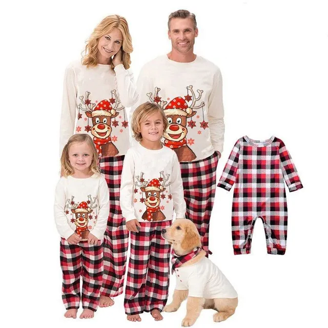 Christmas family pyjamas with a cheerful reindeer print