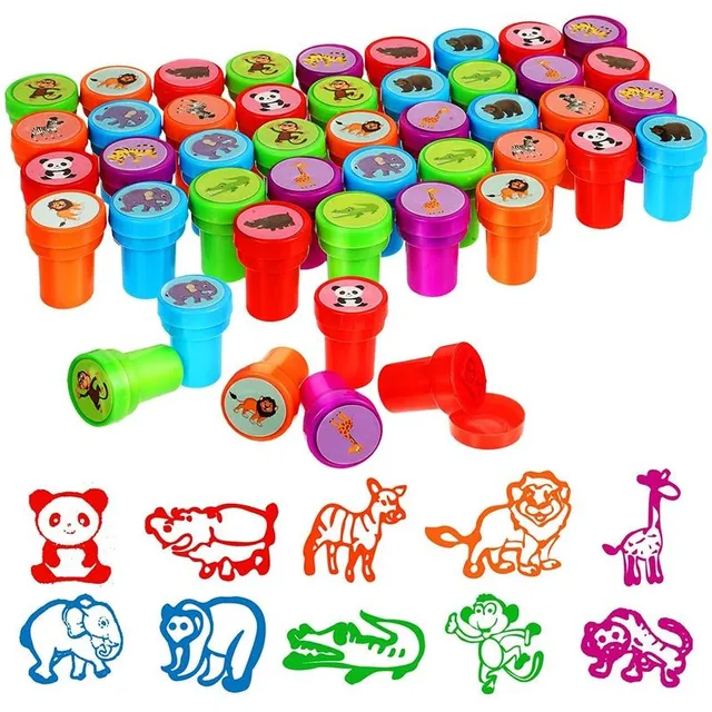 Set of 10 children's creative stamps with animals