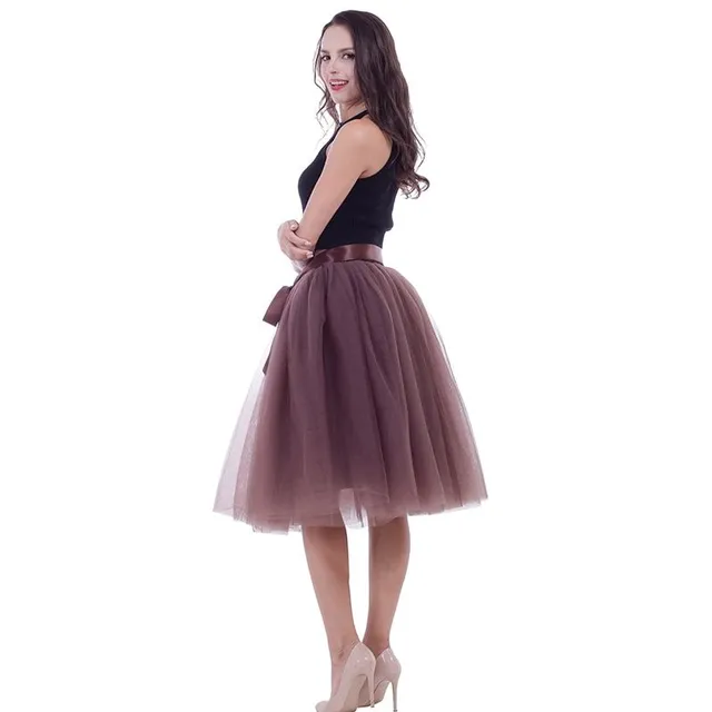 Fashion tulle pleated skirt - Tutu brown