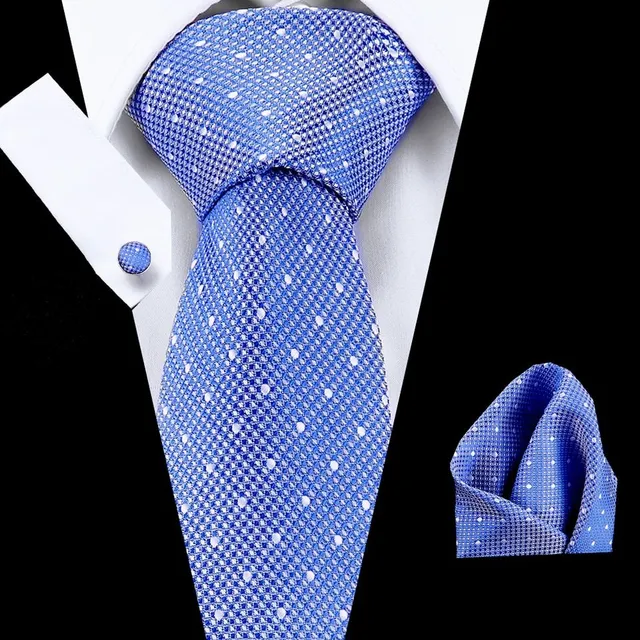 Men's business set with fashionable pattern - tie, handkerchief and cuff
