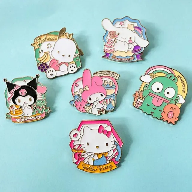 Metal badge with cute motif in 6 styles