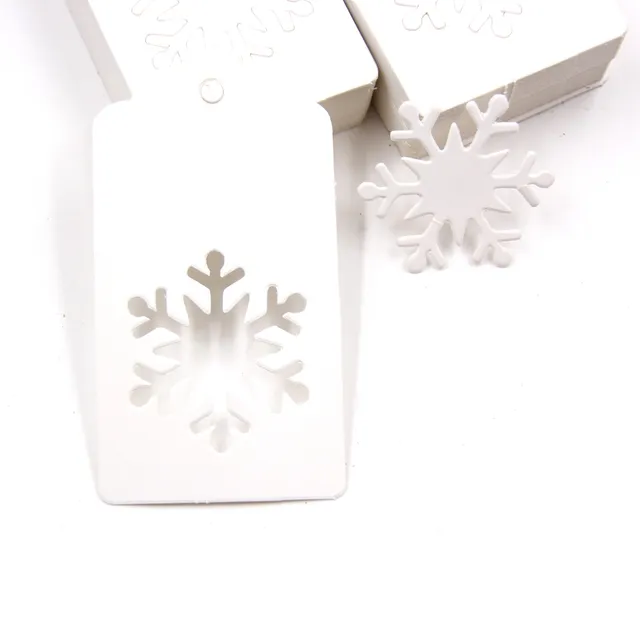 Paper Christmas name tags with snowflake