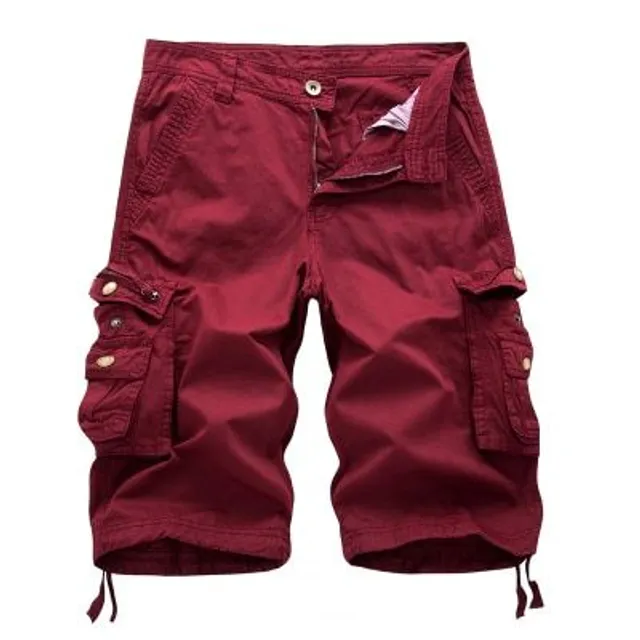 Men's Cargo Shorts in Fashion Army Style Wine Red 34