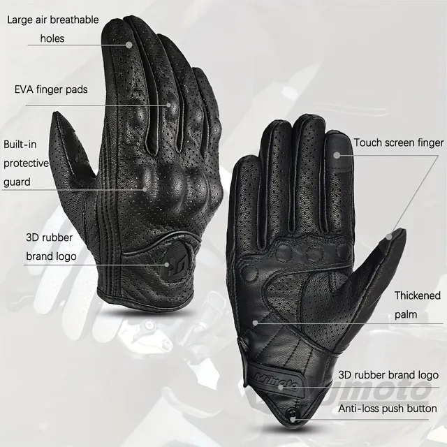 Summer on two wheels with wind in the hair: Breathable leather gloves with holes Mjmoto - Cool grip, maximum protection
