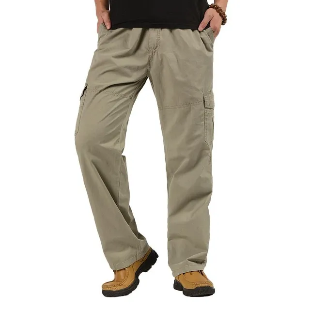 Men's leisure long trousers with cargo pockets