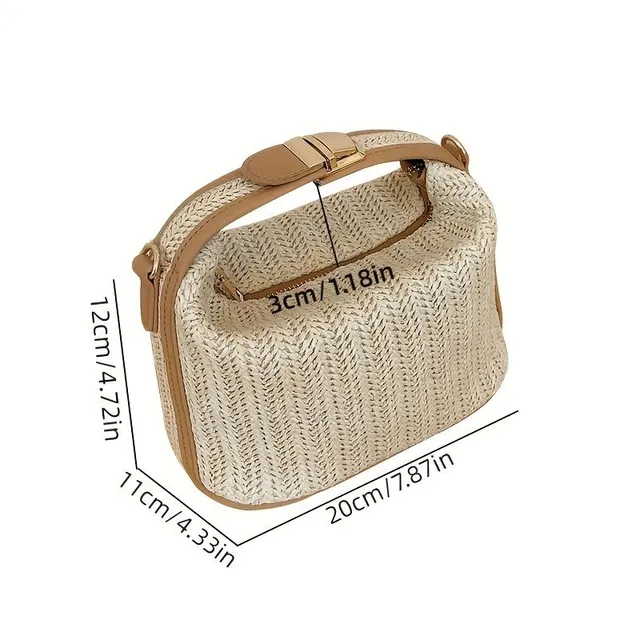 Straw knitted purse bag - fashionable crossbody purse, portable beach bag for holidays