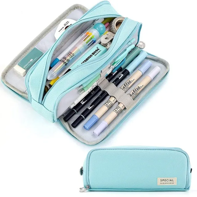 Original stylish monochrome modern school pencil case with large volume and multiple pockets
