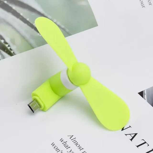 Practical mini fan with micro USB connector for plugging into a mobile phone - more colours