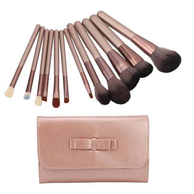 Modern set of luxury makeup brushes with storage bag 12 pcs Willis
