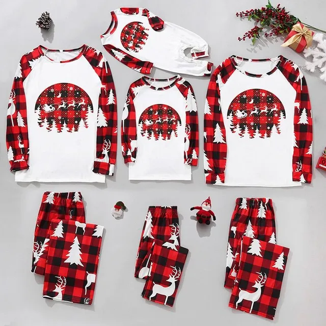 Christmas family plaid pyjamas with themed print