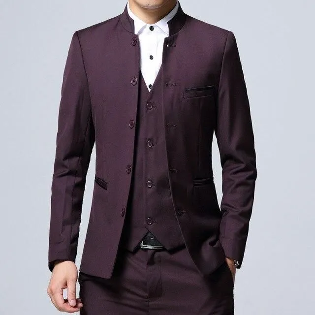 Men's slim fit suit with waistcoat