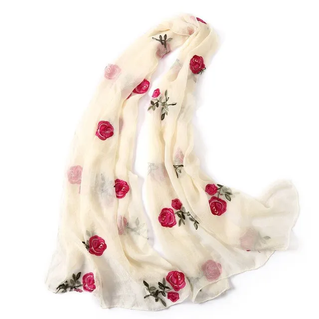 Jarní šátek s výšivkou