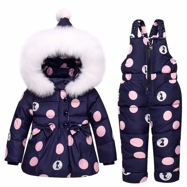 Girls winter set with polka dots - Jacket and trousers