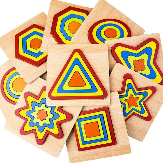 Wooden insert puzzle geometric shapes