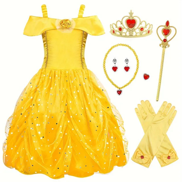 Dress for girls - Princess beauty with exposed hangers - Multilayer, party clothes with accessories