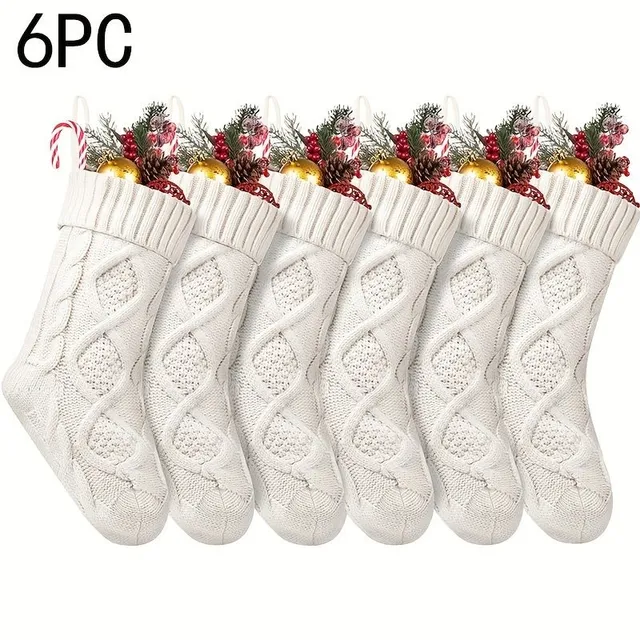 Slonovinově bílé kabelové pletené vánoční punčochy