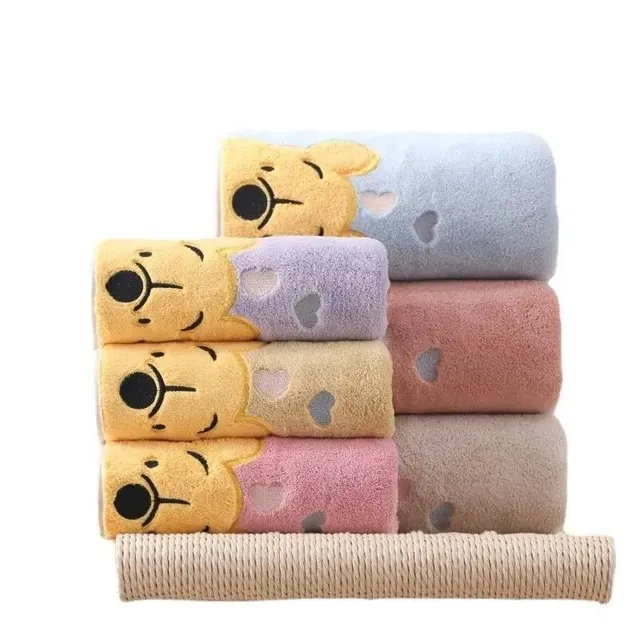 Serviette pour enfants avec imprimé ours - Serviette douce pour enfants - Serviette 70 x 140 cm