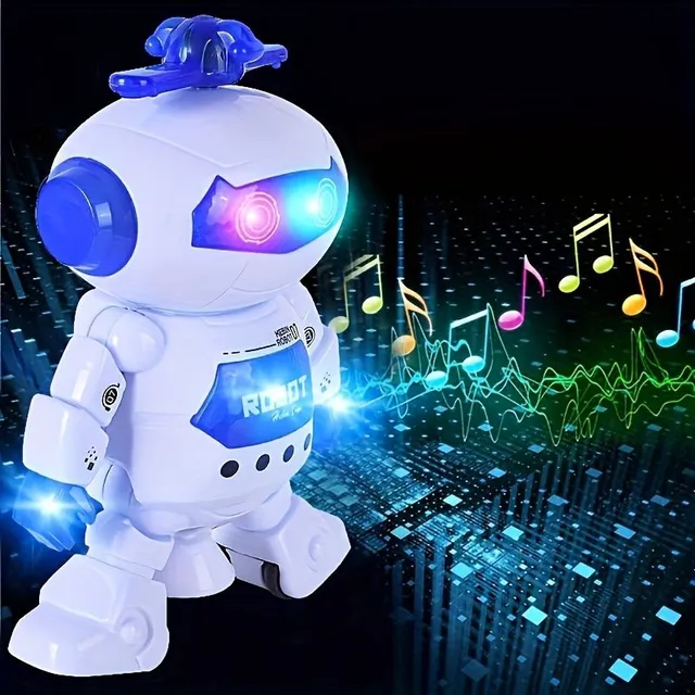 Dancing robot with music and lights for children's entertainment (winding 360°)