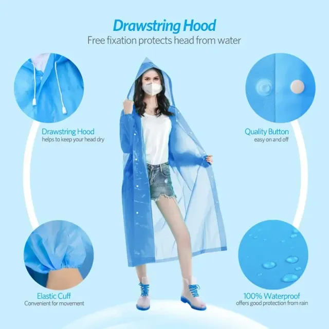 Imperméable transparent en EVA pour femmes et hommes avec capuche pour activités en extérieur