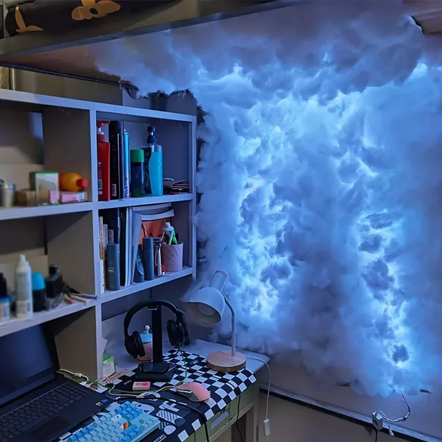 Lightning cloud 3D LED light, creative night light with RGB colors and remote control