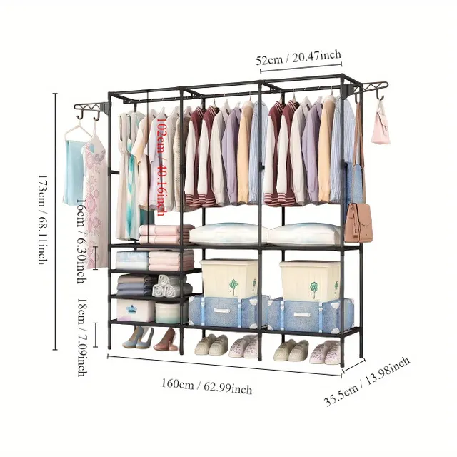 Improved three-row reinforced clothes hanger with self-support