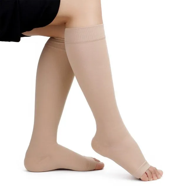 Kompresné ponožky s otvorenou špičkou 20-30 mmHg bez prstov na kolenách