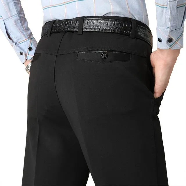 Men's elegant high-waisted formal trousers