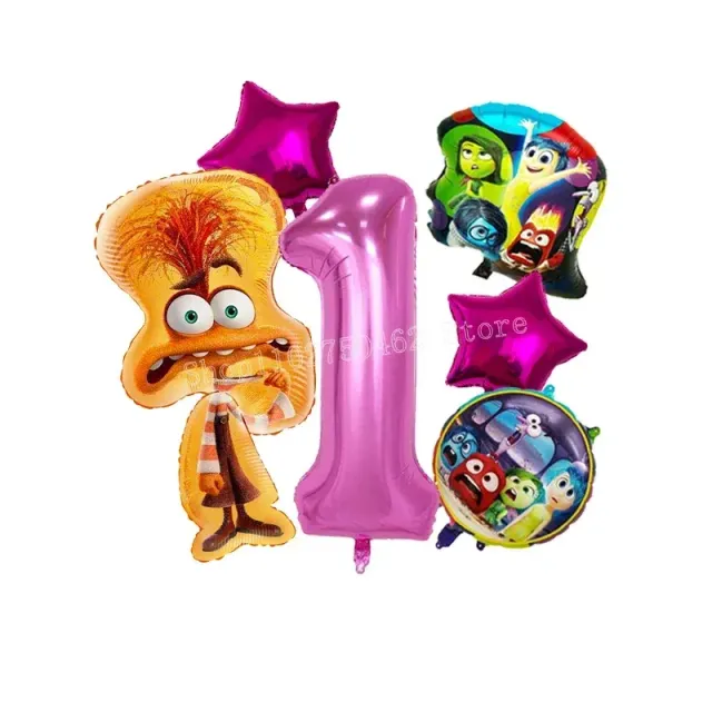 Ensemble de ballons d'anniversaire en aluminium avec numéro - personnages du film Vice-Versa 2