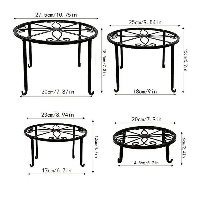 Support de fleurs 4 en 1 - Fer, extérieur/intérieur, pour balcon, herbes, orchidées