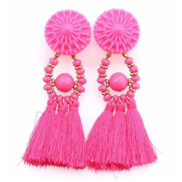 Beaded earrings with tassels - 9 colours