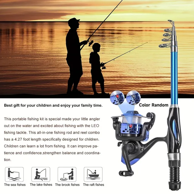 Light Telescopic fishing rod and winch - Complete set with bag - Ideal for young and early fishermen