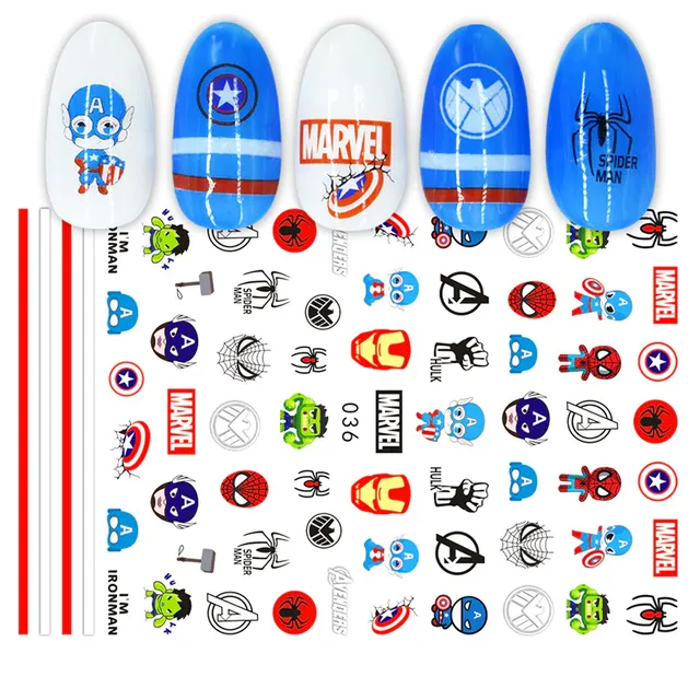 Marvel stickers on nails