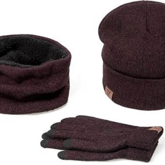 Cap, neck warmer and gloves set