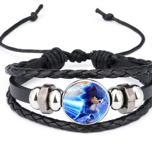 Children's leather bracelet with Sonic the Hedgehog motif