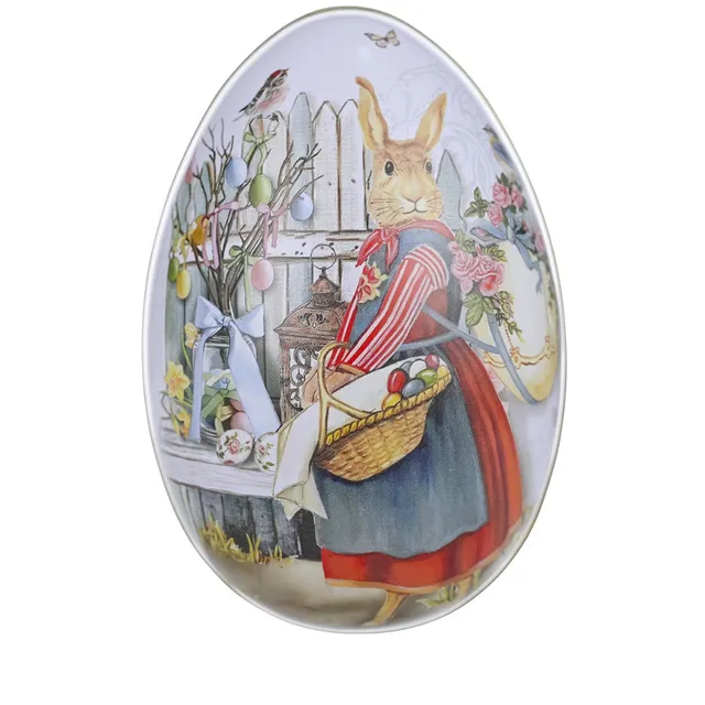 Practical egg-shaped candy tins with Easter motif