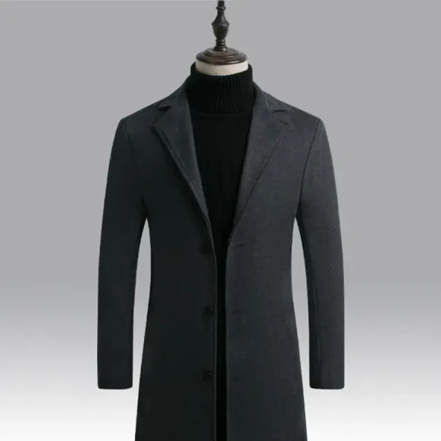 Palton casual pentru bărbați pentru toamnă și iarnă cu închidere cu nasturi