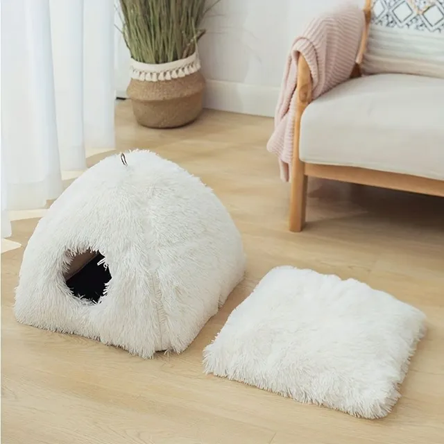 Cat Pelišek Cave Heating For Home Cats, Cute Self Heating Indoor Hairy Pelišek With Doughnuts Soothing Round Washable For Inner Cats Cave, Closed Warm Pelíšek Pro Babe