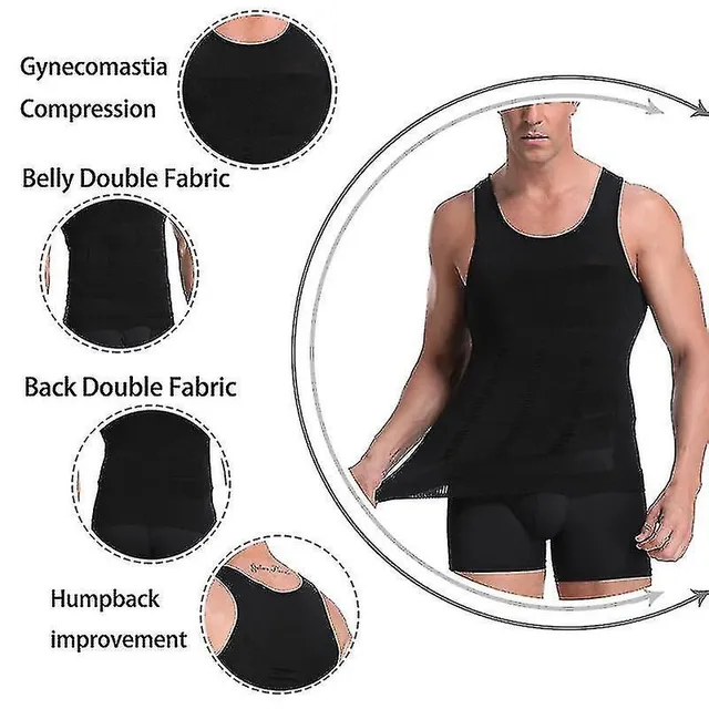 Tricou compresiv pentru bărbați cu ginecomastie, antrenor de talie, modelator corporal, control al burticii, fitness