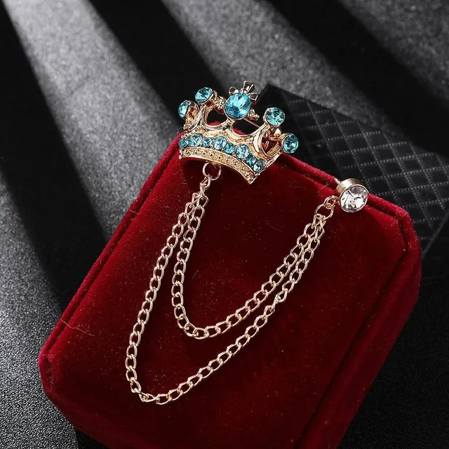 Luxusná pánska brošňa s kráľovskou korunou