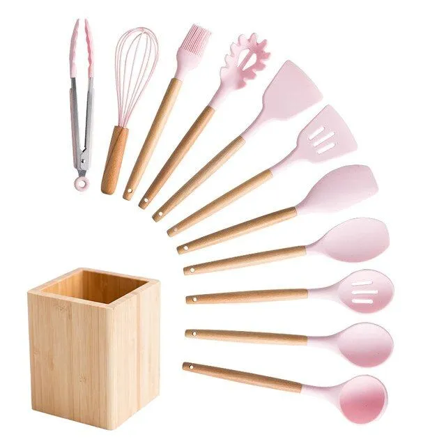 Kitchen utensils set in stand 12 pcs