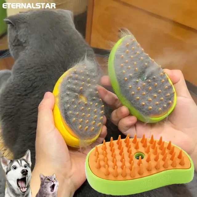 3v1 massage steam brush for cat and dog care with sputtering and combing function