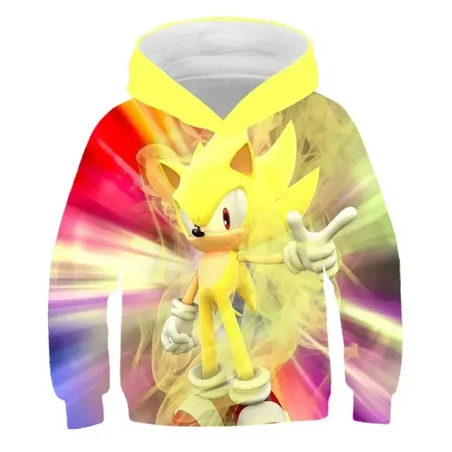 Detská unisex mikina s kapucňou a motívmi 3D tlač ježko Sonic