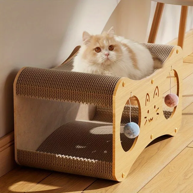 Luxury two-story cat house Feline Fantasy with scratch, sisal pelíšek and interactive ball - year-round dustless nest for cats