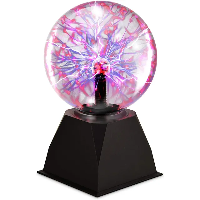 Magic plasma ball with melody on black pedestal - 10 cm