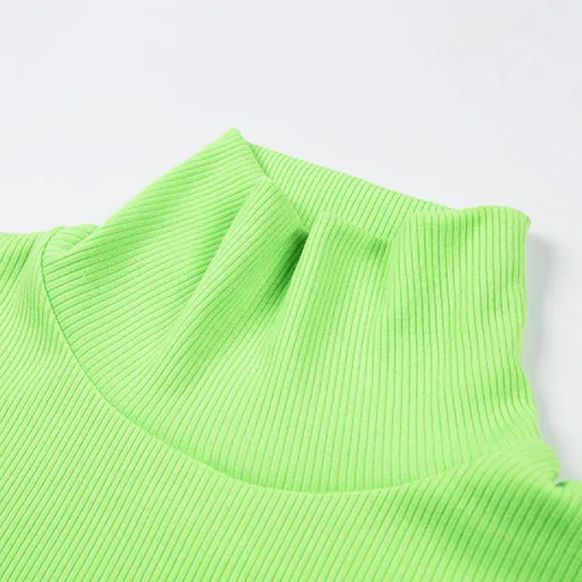 Women's neon fashion turtleneck with long sleeves