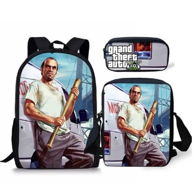 Set de saci de școală cu se răcească Grand Theft Auto print picture-color-9