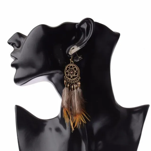 Earrings with feathers - 10 cm